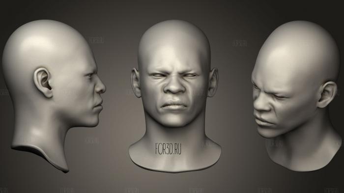 Black Man Head 3 stl model for CNC